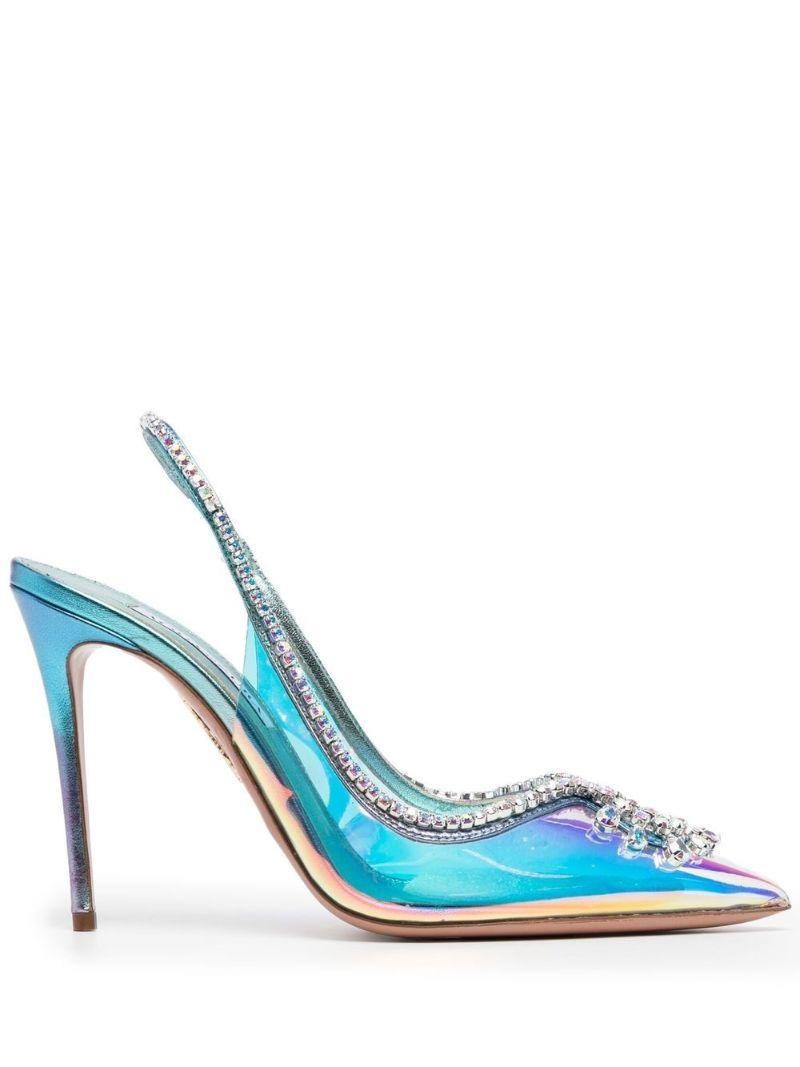 Blue Seduction 105 Crystal Leather Pumps