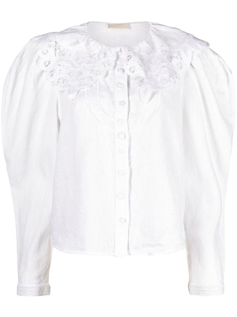 White Fay Crochet Collar Cotton Blouse