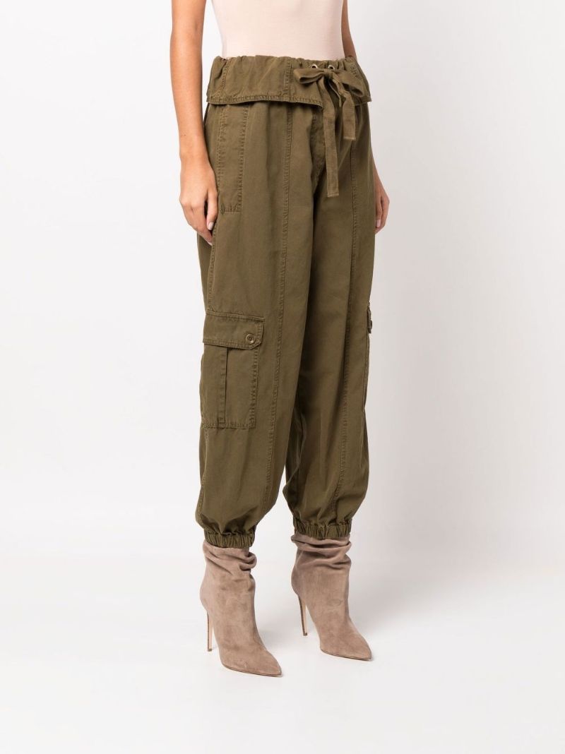 Green Alden Folded Waist Cotton Cargo Trousers
