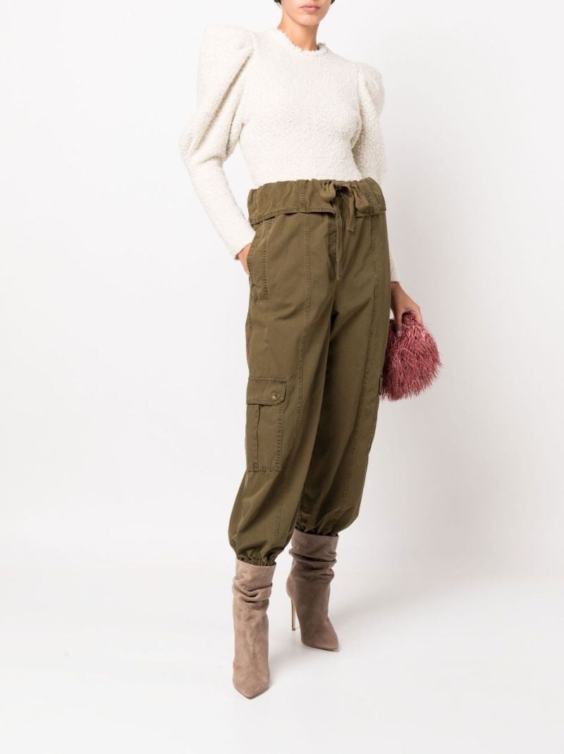 Green Alden Folded Waist Cotton Cargo Trousers