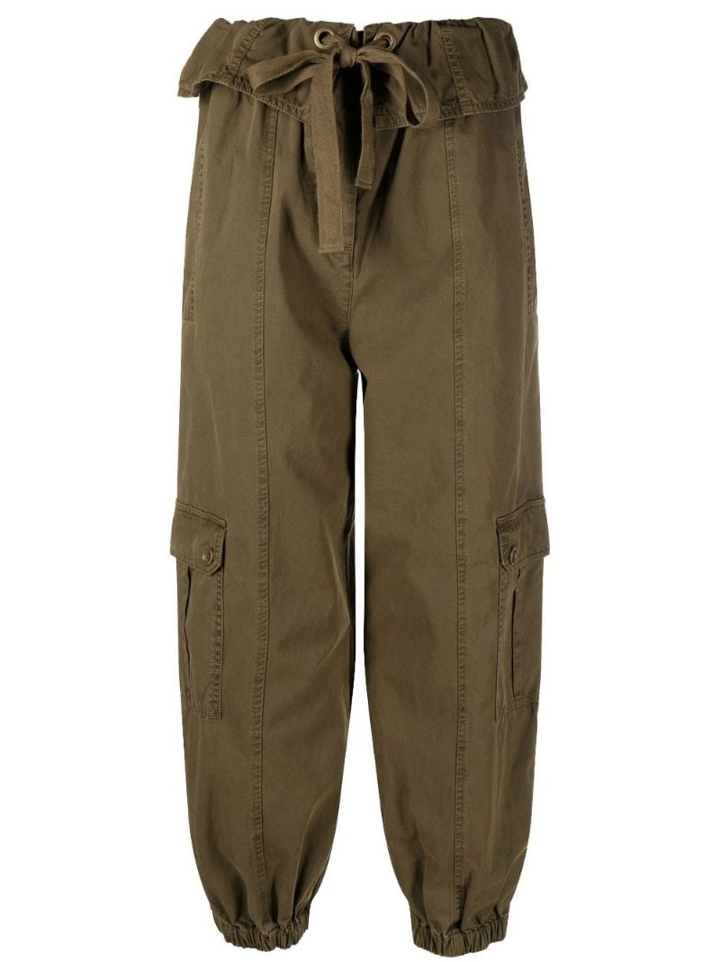 Green Alden Folded Waist Cotton Cargo Trousers