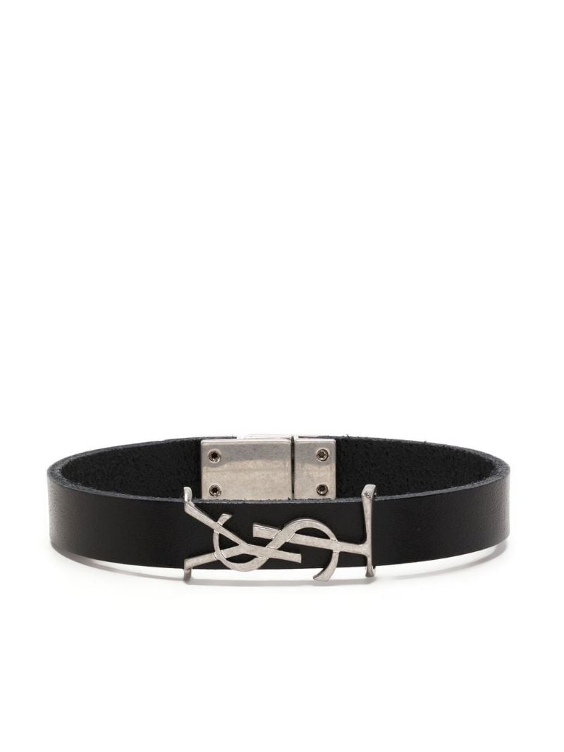 Silver-tone Opyum Leather Bracelet