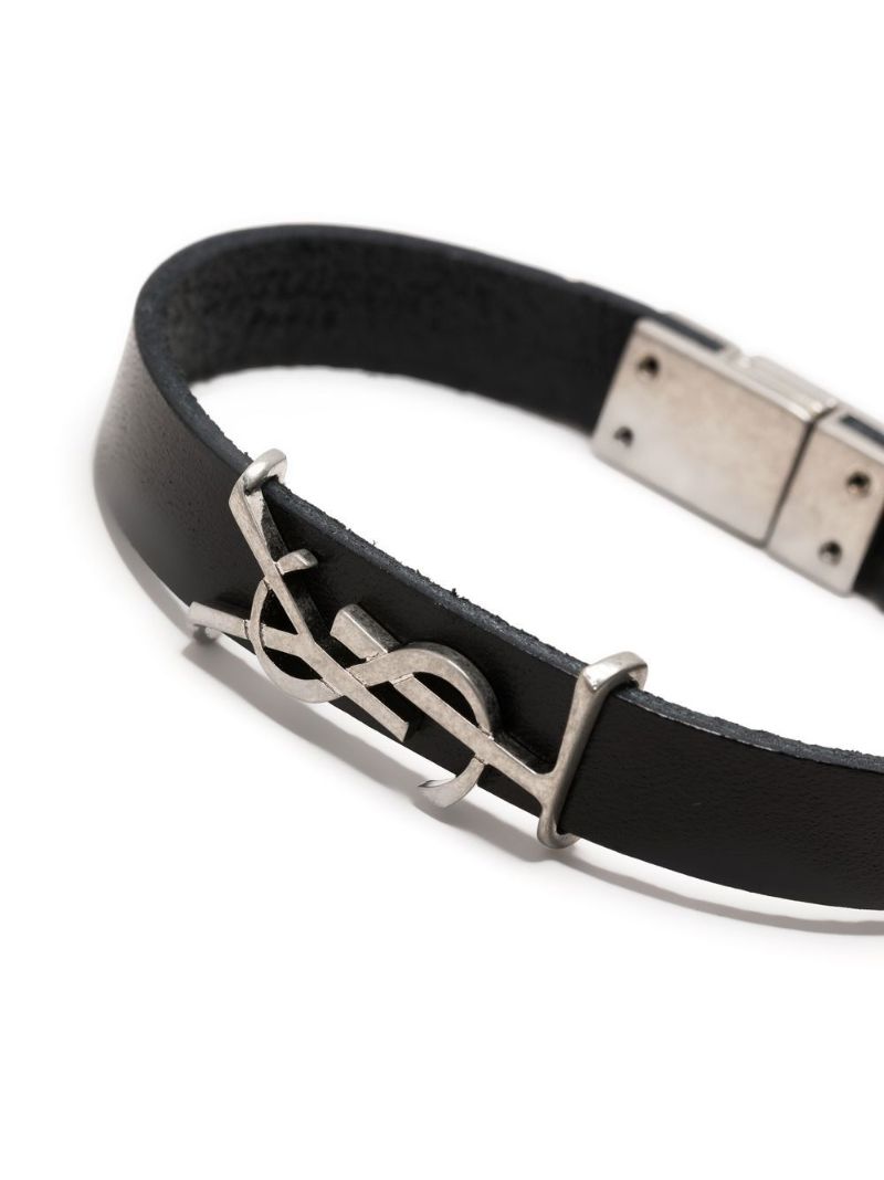 Silver-tone Opyum Leather Bracelet