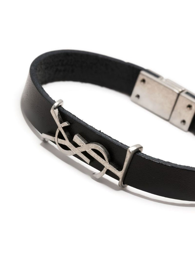 Silver-tone Opyum Leather Bracelet