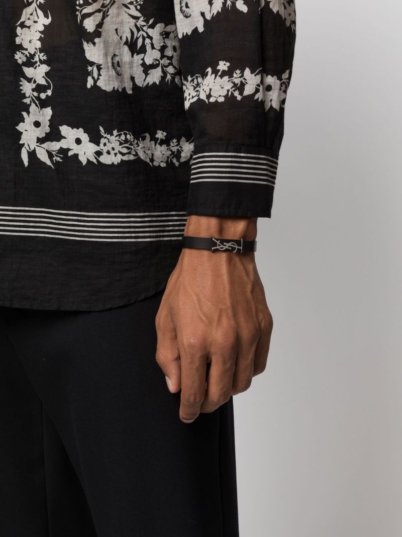 Silver-tone Opyum Leather Bracelet