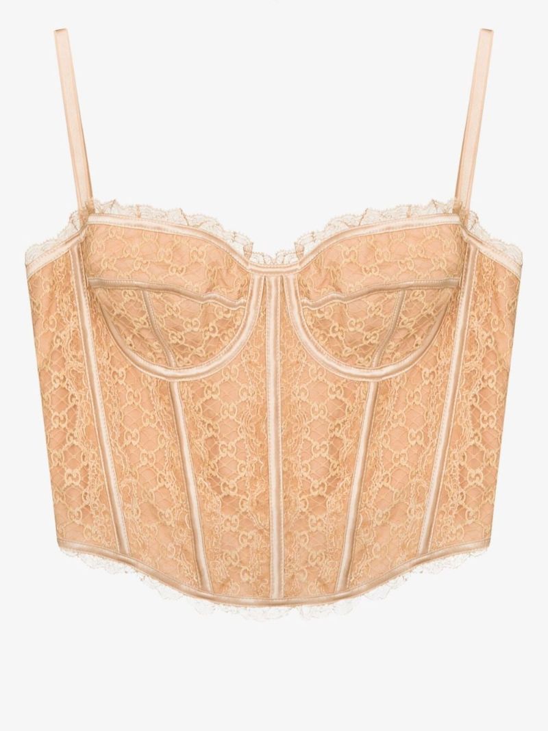 Neutral Gg Lace Corset Top