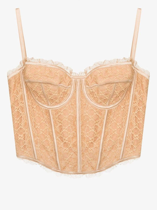 Neutral Gg Lace Corset Top