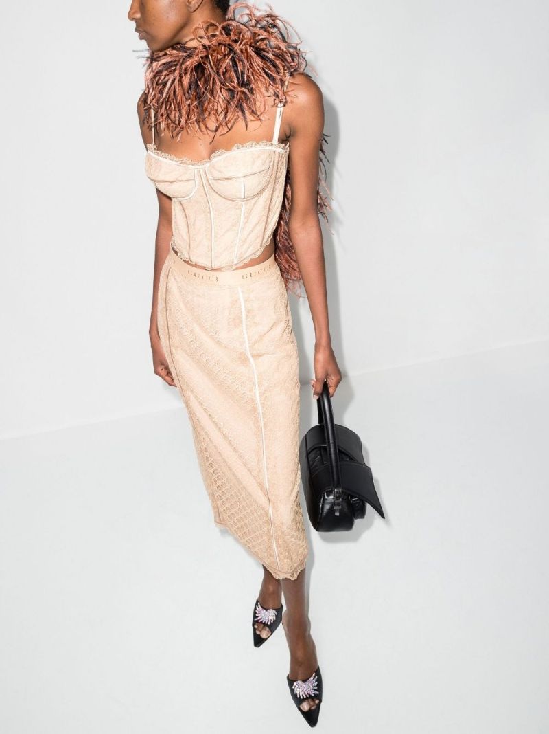 Neutral Gg Lace Corset Top