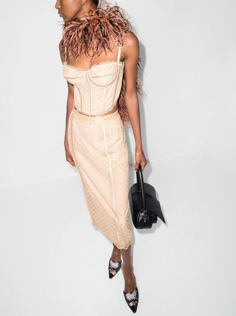 Neutral Gg Lace Corset Top