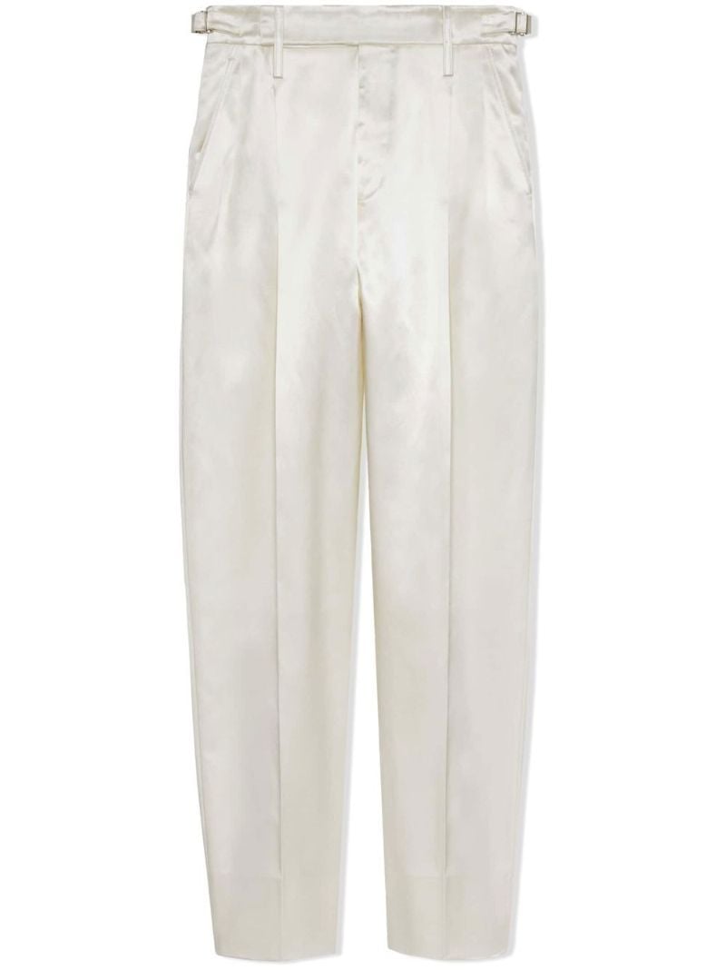 White Wool Tapered Trousers