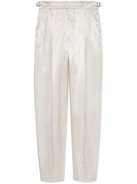 White Wool Tapered Trousers