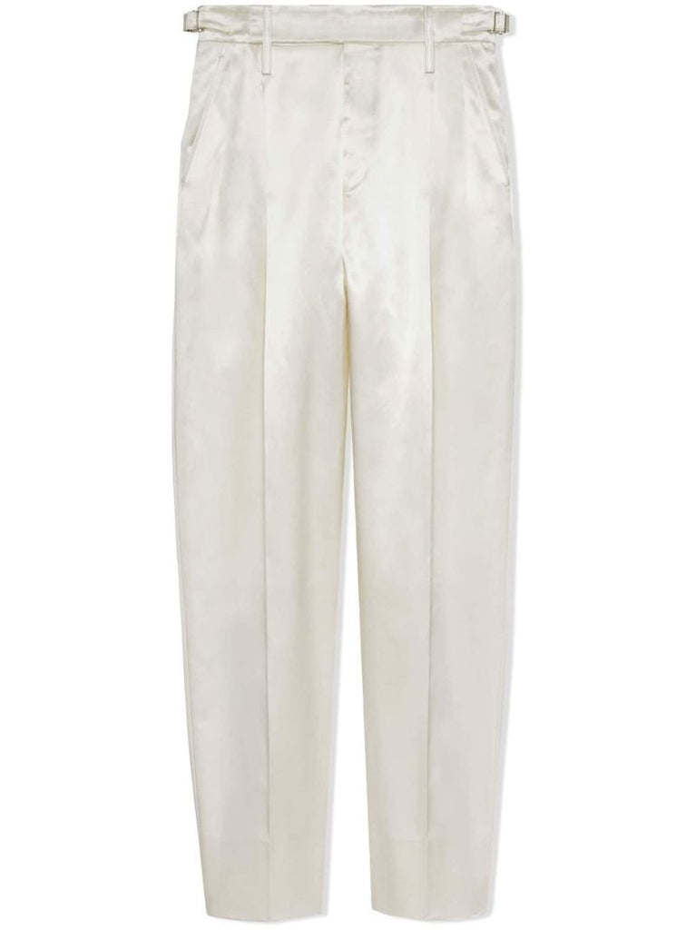 White Wool Tapered Trousers