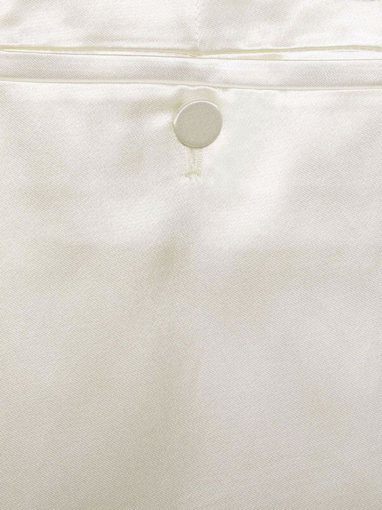 White Wool Tapered Trousers