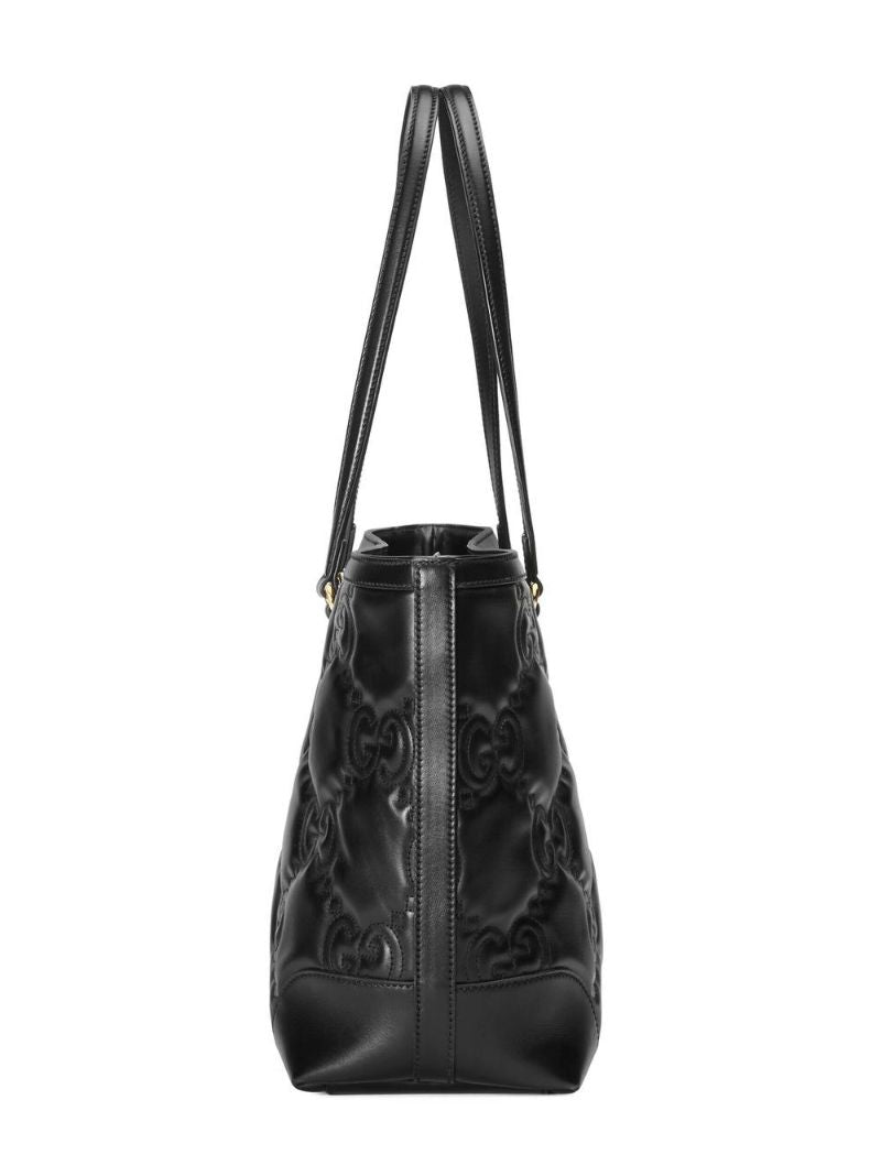 Black MatelassÃ_x0083_Â© Leather Medium Tote Bag