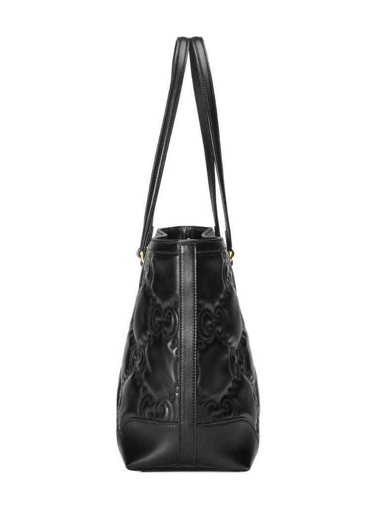 Black MatelassÃ_x0083_Â© Leather Medium Tote Bag