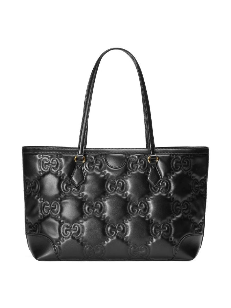 Black MatelassÃ_x0083_Â© Leather Medium Tote Bag