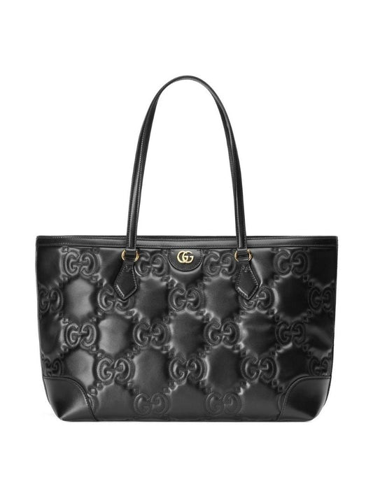 Black MatelassÃ_x0083_Â© Leather Medium Tote Bag