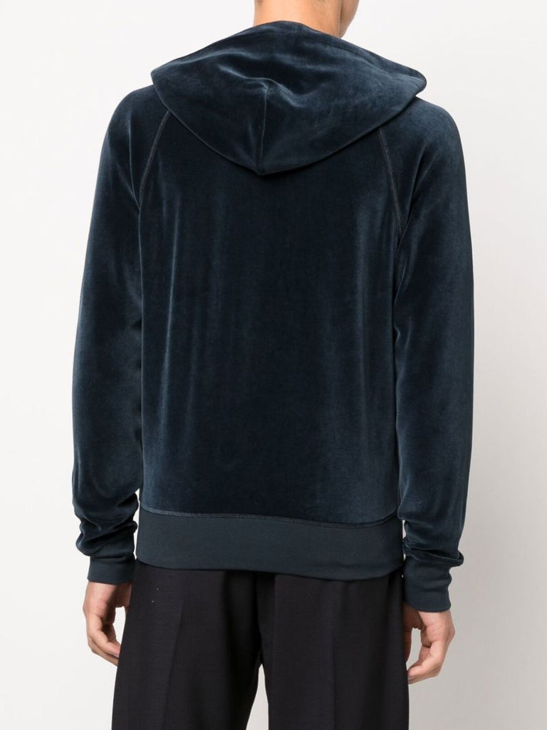 Navy Zip-up Velour Hoodie