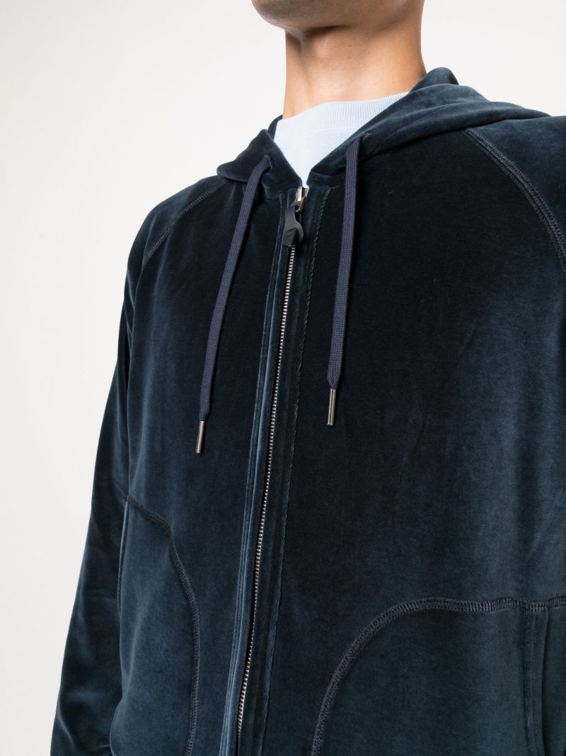 Navy Zip-up Velour Hoodie