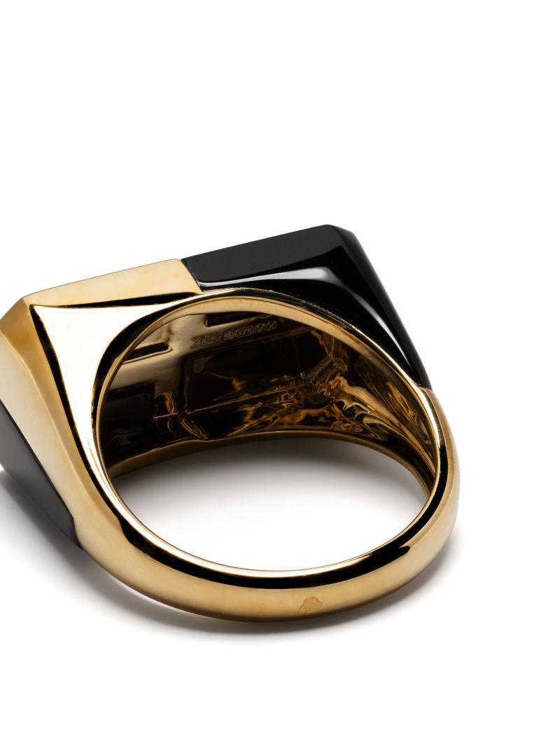 9k Yellow Gold Bague Damier Onyx Ring