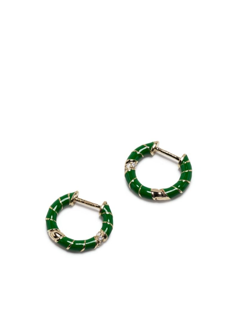 9k Yellow Gold Mini Torsade Diamond Hoop Earrings