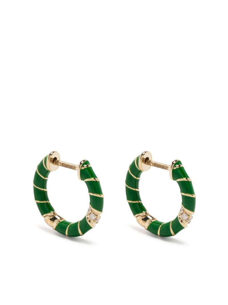 9k Yellow Gold Mini Torsade Diamond Hoop Earrings