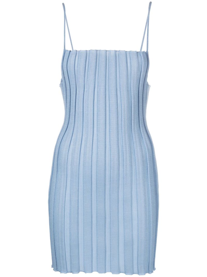 Blue Katrine Ribbed Mini Dress