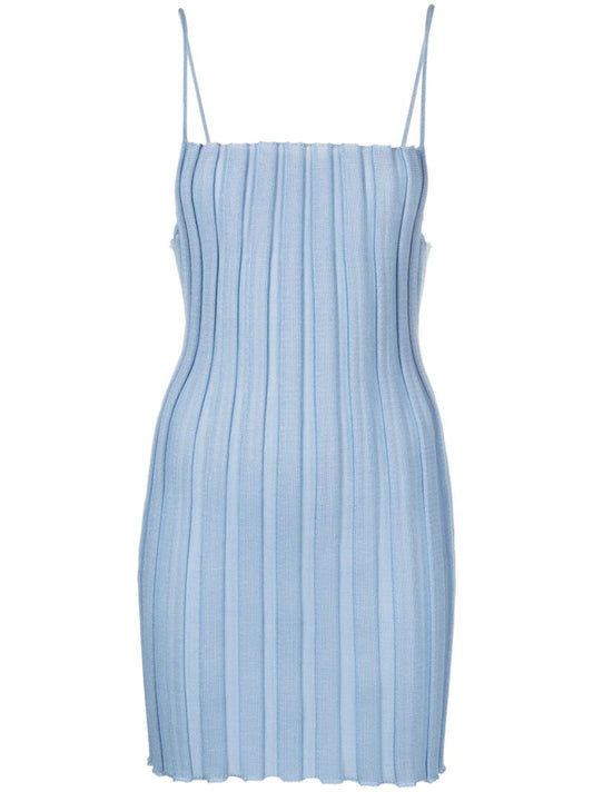 Blue Katrine Ribbed Mini Dress