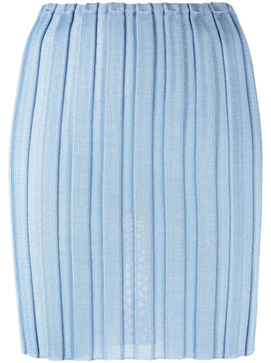 Blue Katrine Pleated Knitted Skirt