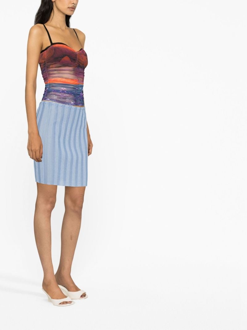 Blue Katrine Pleated Knitted Skirt
