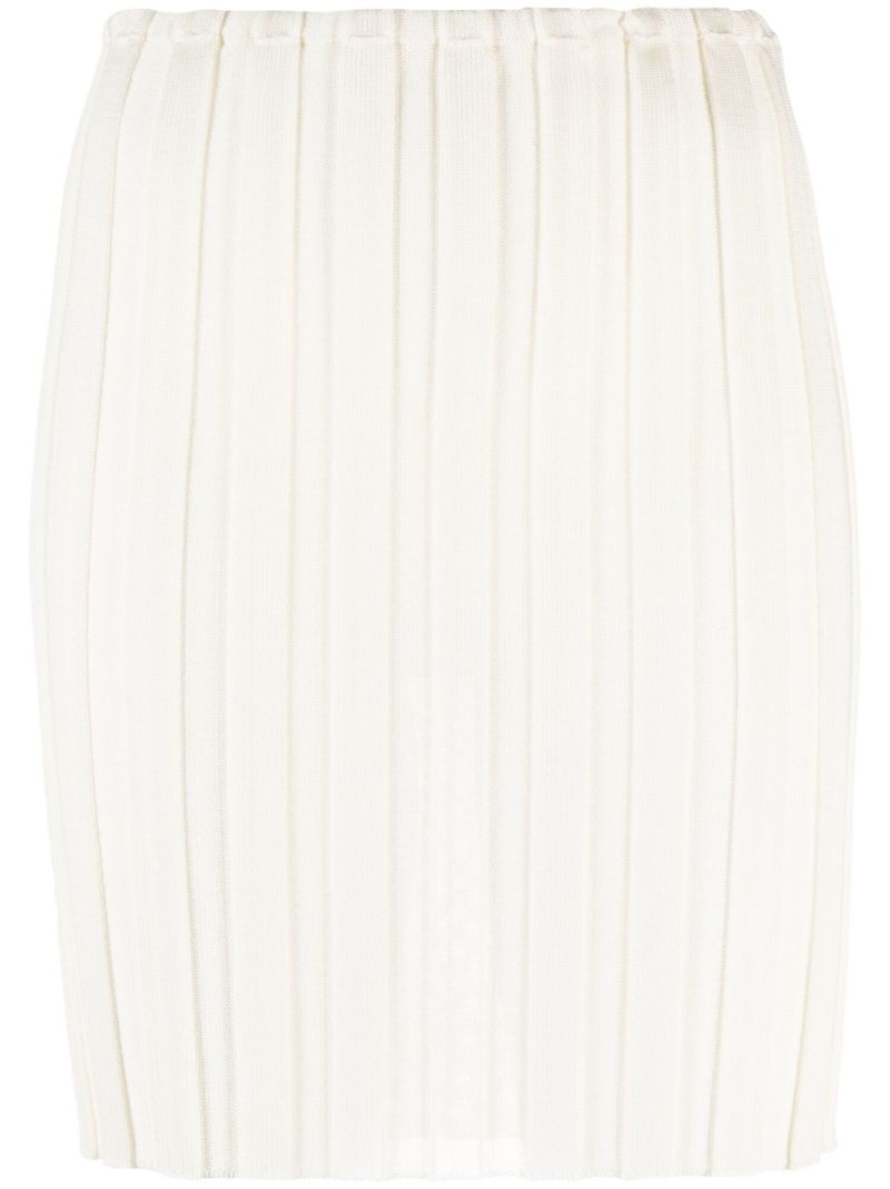 Neutral Katrine Ribbed Mini Skirt