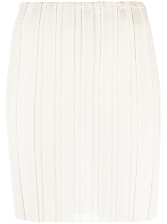 Neutral Katrine Ribbed Mini Skirt