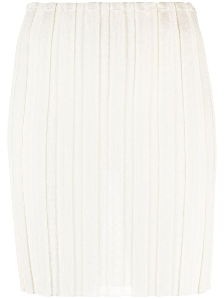 Neutral Katrine Ribbed Mini Skirt