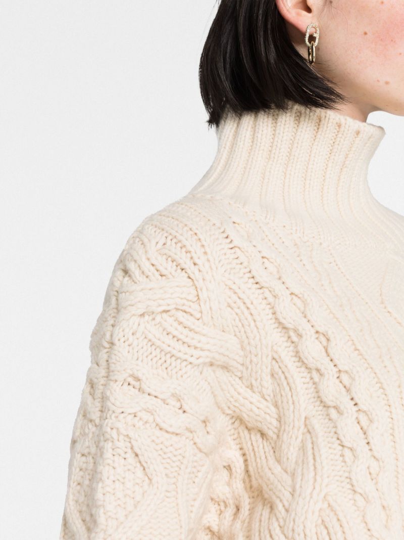 Beige Long-sleeve Knitted Jumper