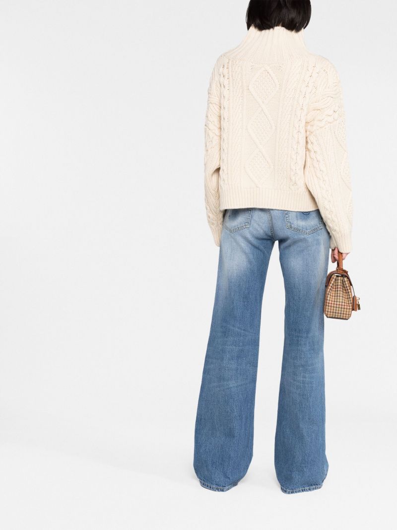 Beige Long-sleeve Knitted Jumper