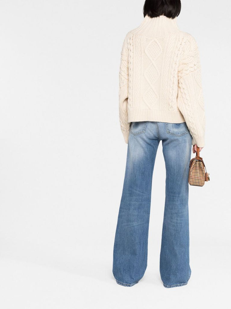 Beige Long-sleeve Knitted Jumper