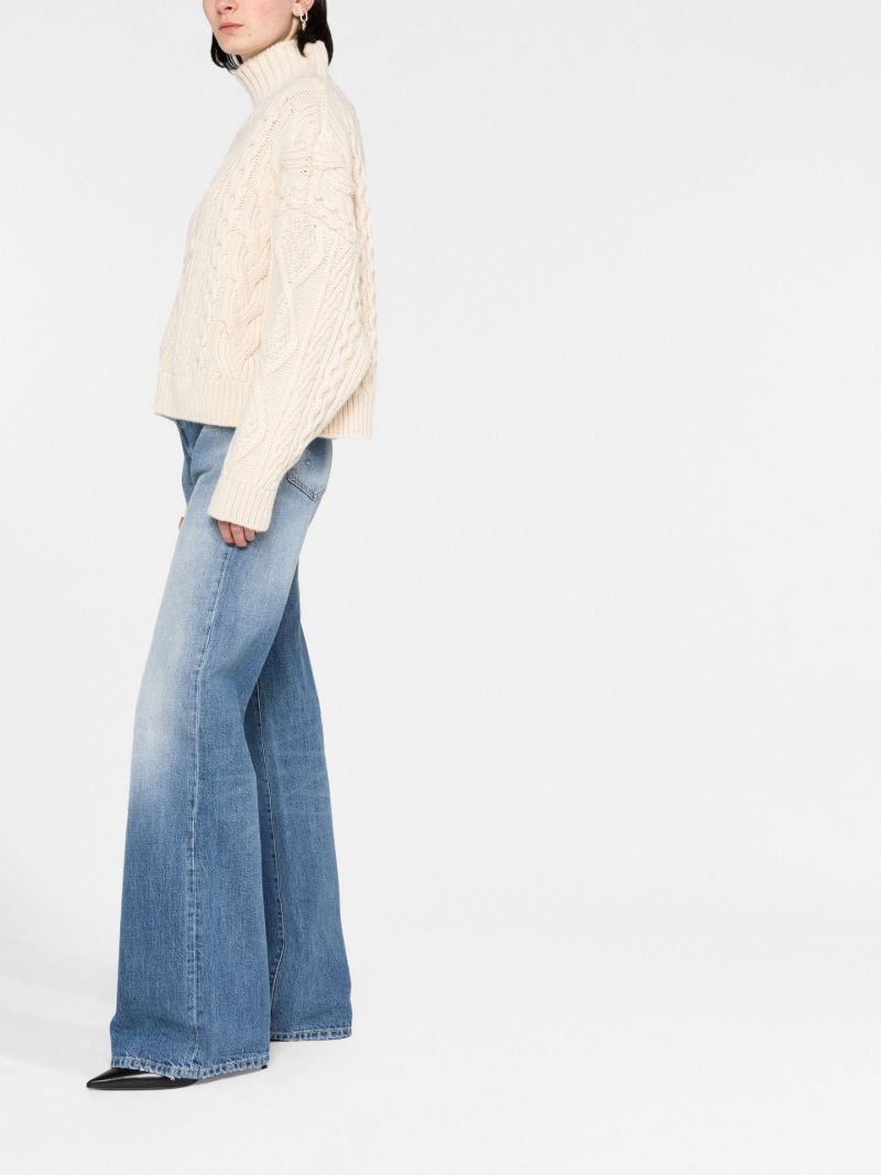 Beige Long-sleeve Knitted Jumper