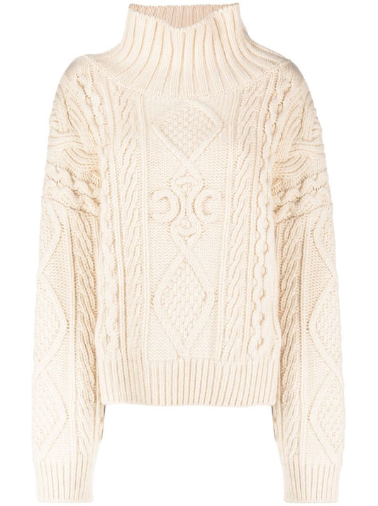 Beige Long-sleeve Knitted Jumper