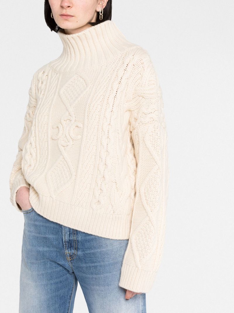 Beige Long-sleeve Knitted Jumper