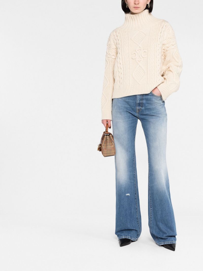 Beige Long-sleeve Knitted Jumper