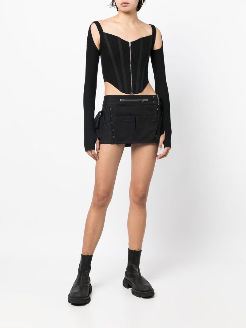 Black Shift-loop Corset Top