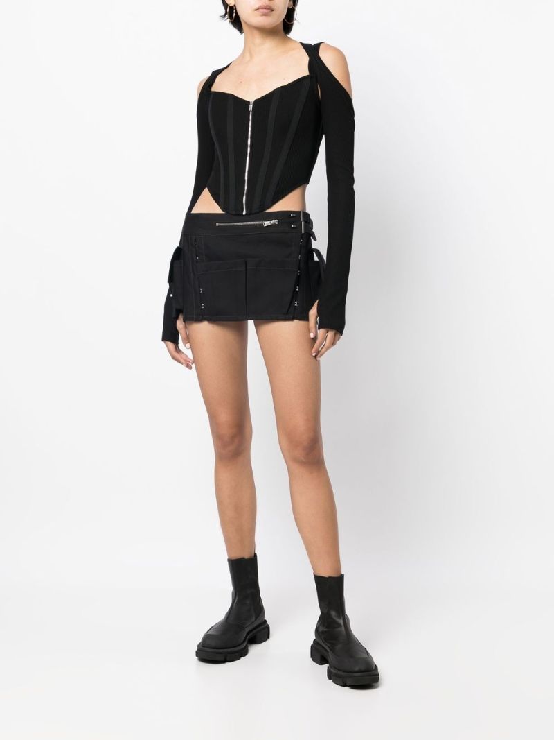 Black Shift-loop Corset Top