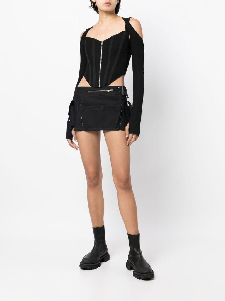 Black Shift-loop Corset Top