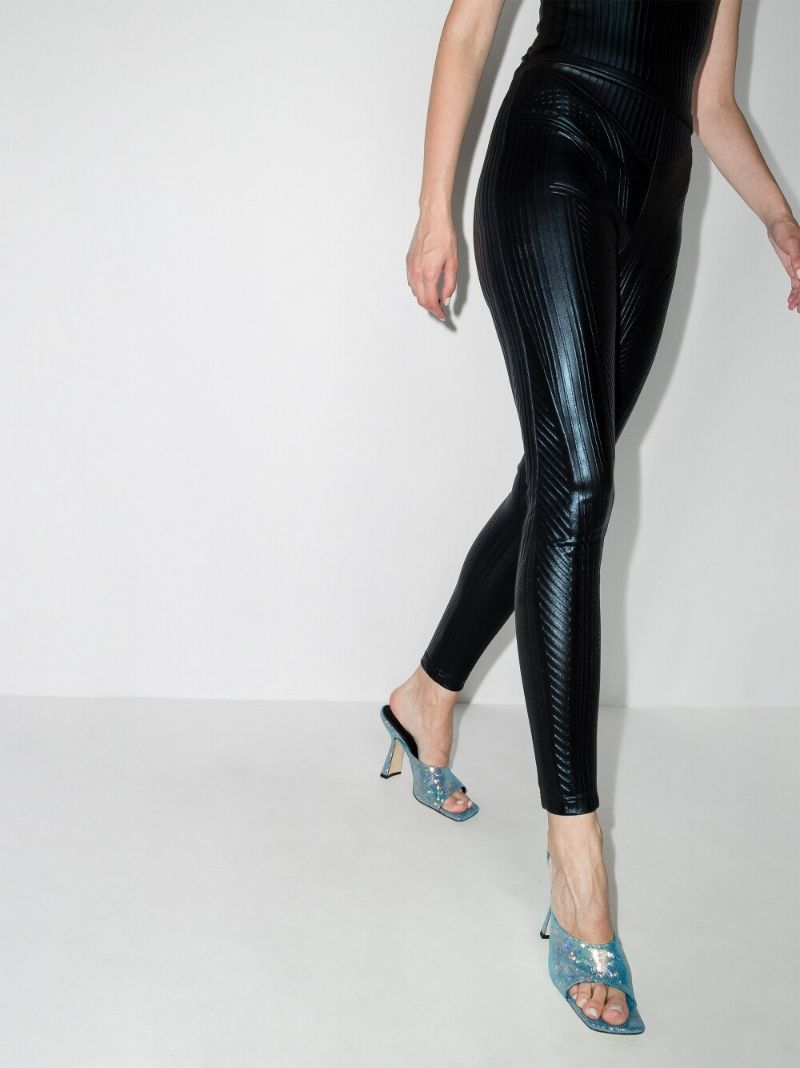 Black Sheen Embossed Leggings