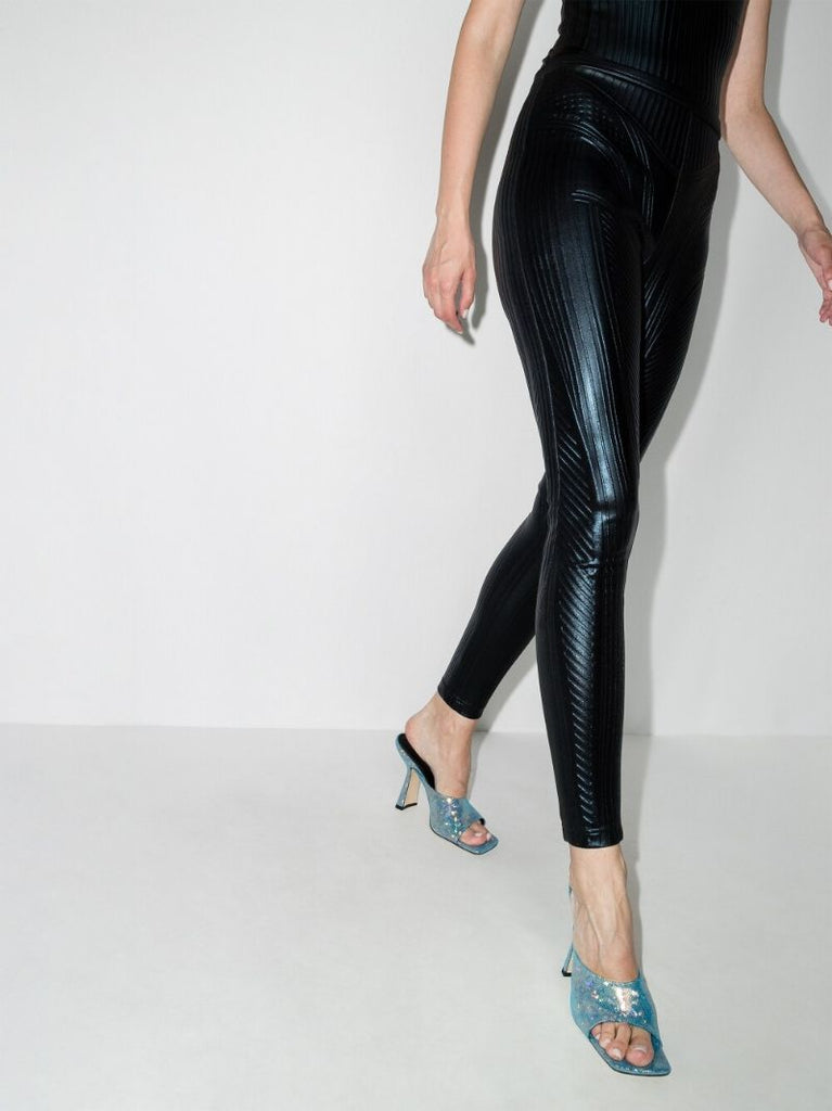 Black Sheen Embossed Leggings