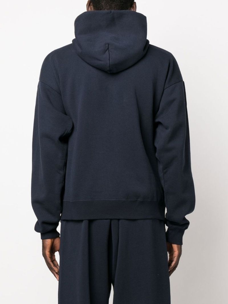 Blue Embroidered Logo Cotton Hoodie