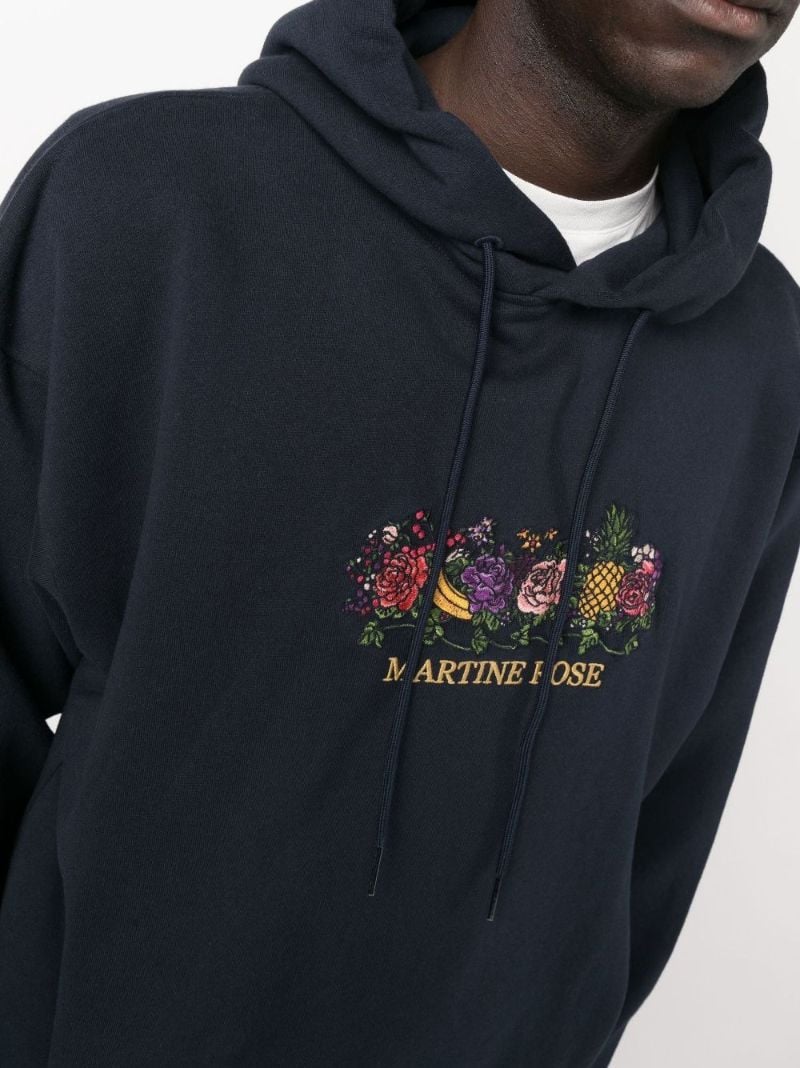 Blue Embroidered Logo Cotton Hoodie