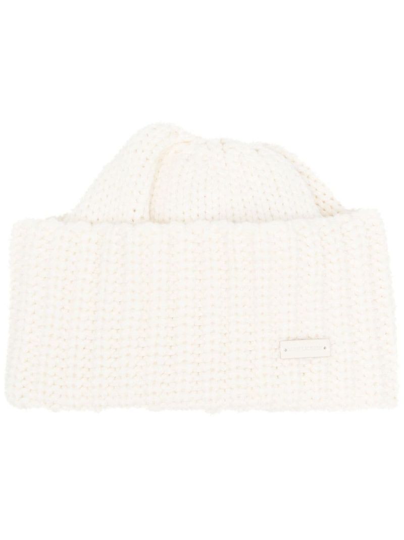 White Logo Plaque Cashmere Beanie