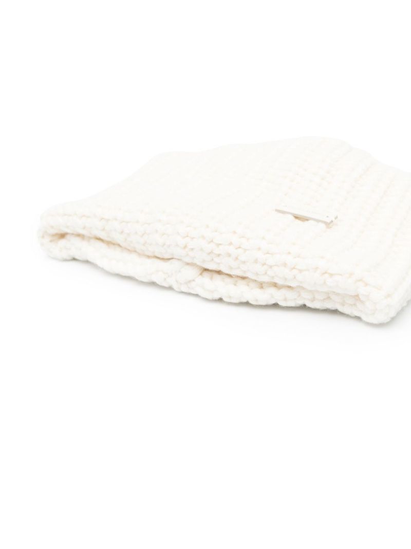 White Logo Plaque Cashmere Beanie