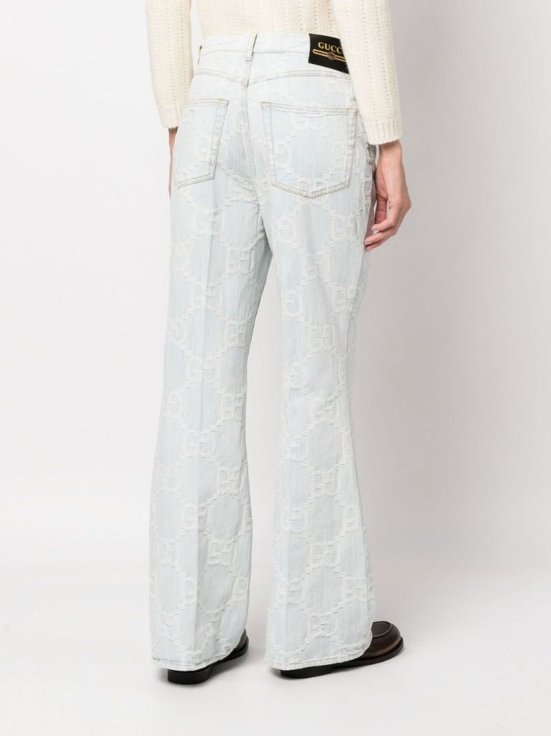Blue Gg Jacquard Flared Jeans